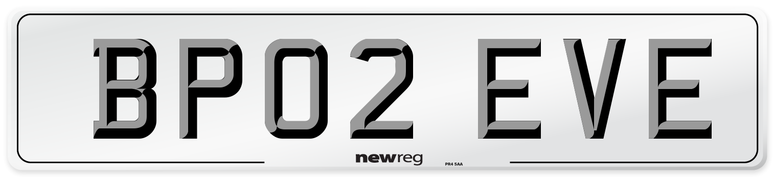 BP02 EVE Number Plate from New Reg